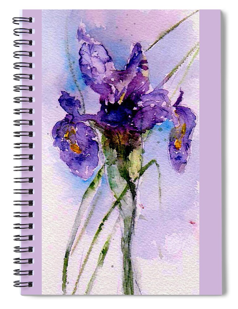 Watercolor Spiral Notebook featuring the painting Dutch Iris by Anne Duke