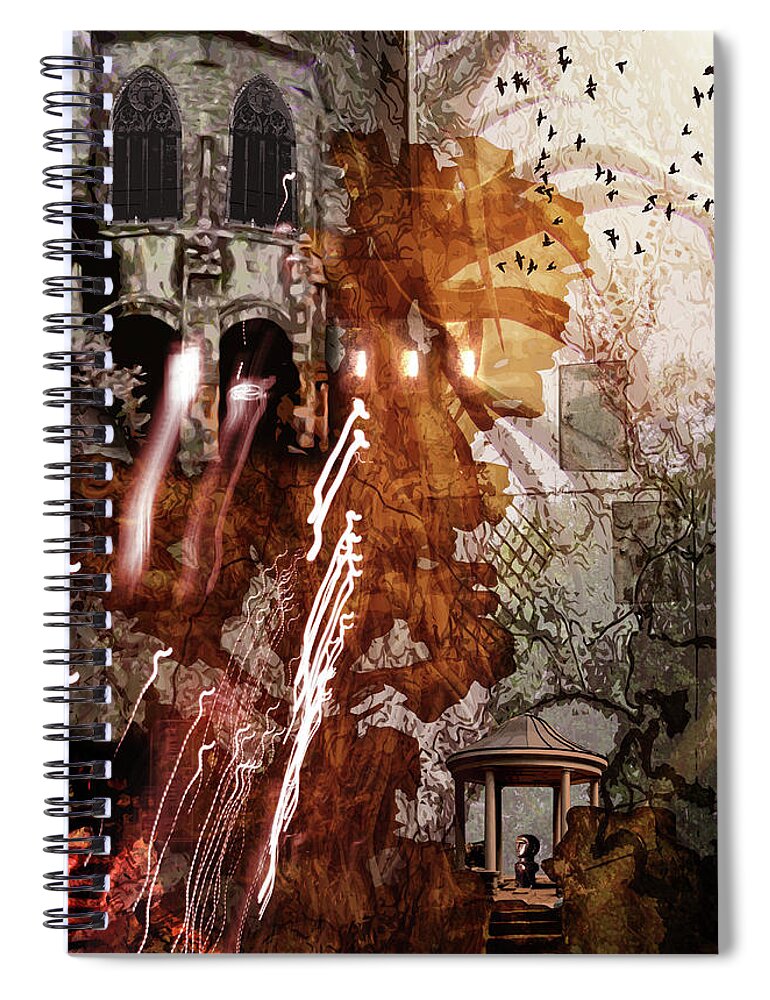 Surrealism Spiral Notebook featuring the digital art Dwelling by Jason Casteel