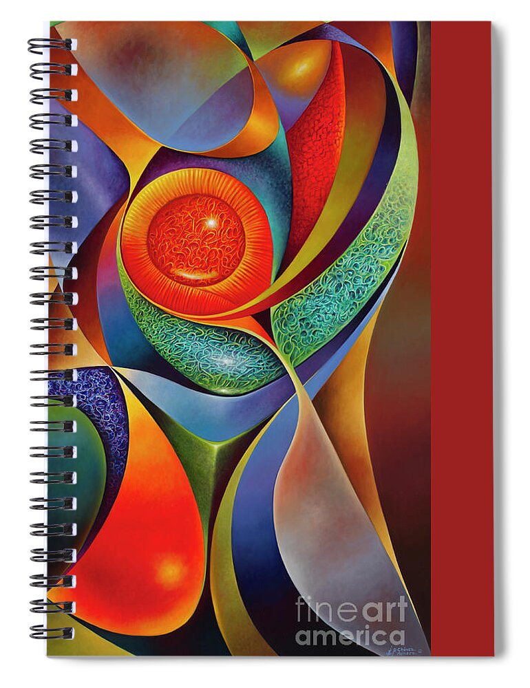 Abstract Spiral Notebook featuring the painting Dynamic Series #28 - 3D by Ricardo Chavez-Mendez