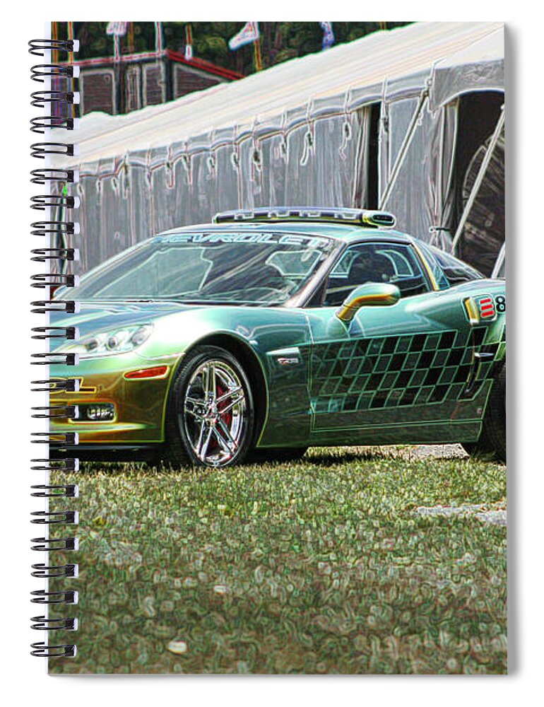 E85 Spiral Notebook featuring the digital art E85 Corvette pace car by Darrell Foster
