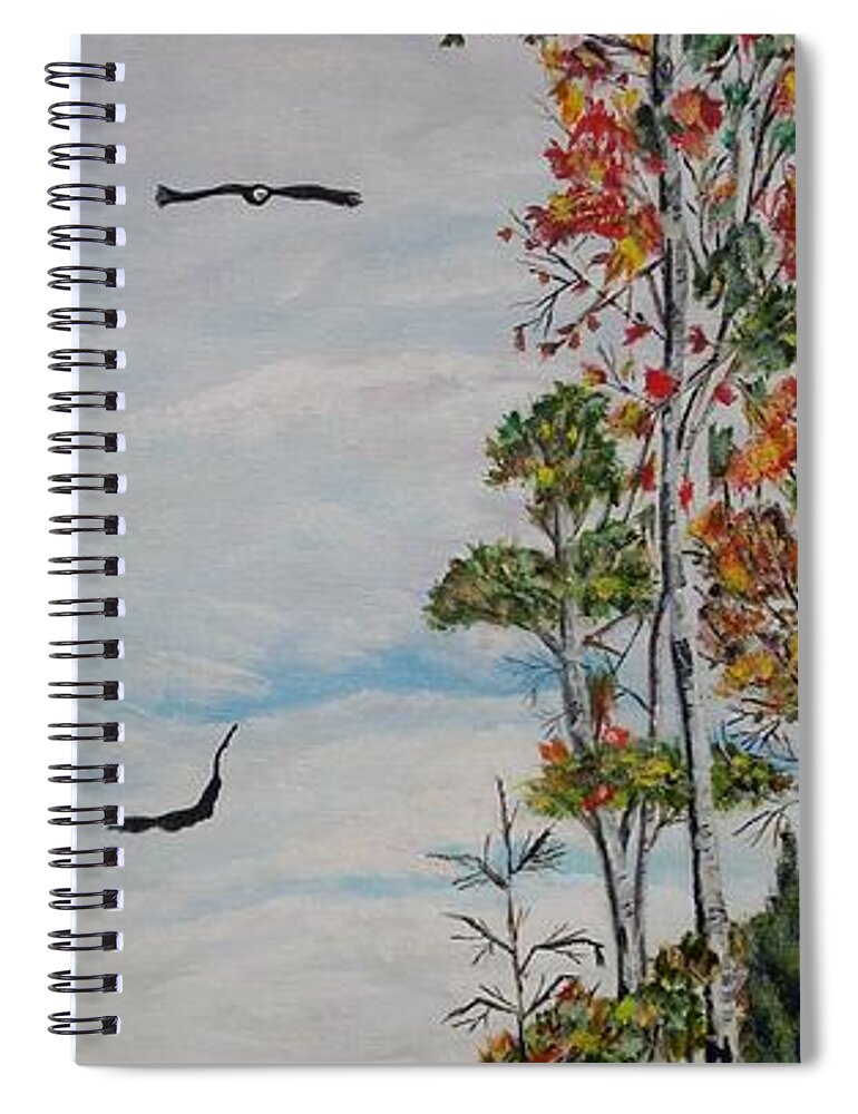 Bald Eagle Spiral Notebook featuring the painting Eagles Point by Marilyn McNish