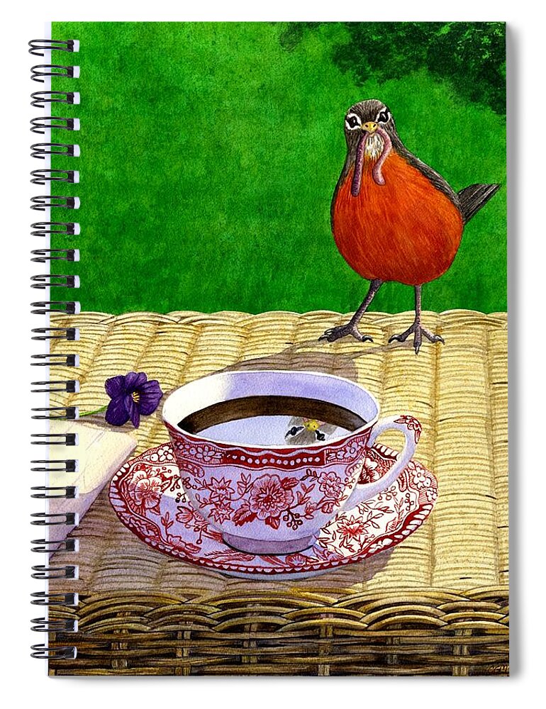 Robin Spiral Notebook featuring the painting Early Bird by Catherine G McElroy