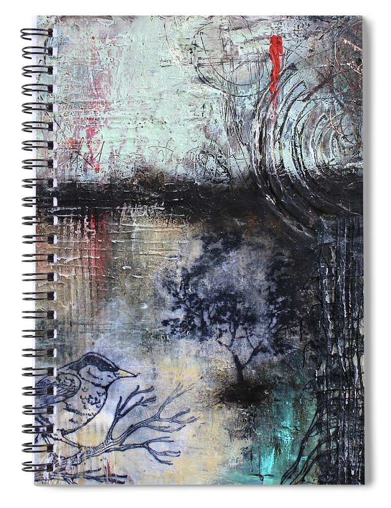  Bird Painting Spiral Notebook featuring the mixed media Early Flight by Patricia Lintner