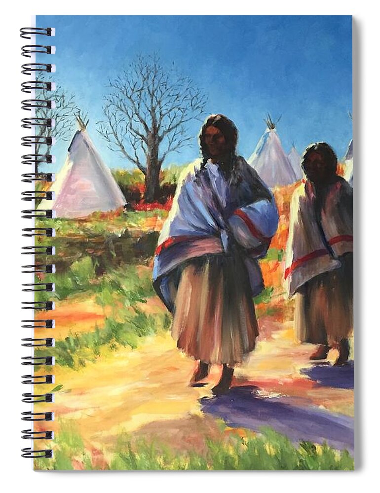 Native American Spiral Notebook featuring the painting Early Morning 2 by Connie Schaertl