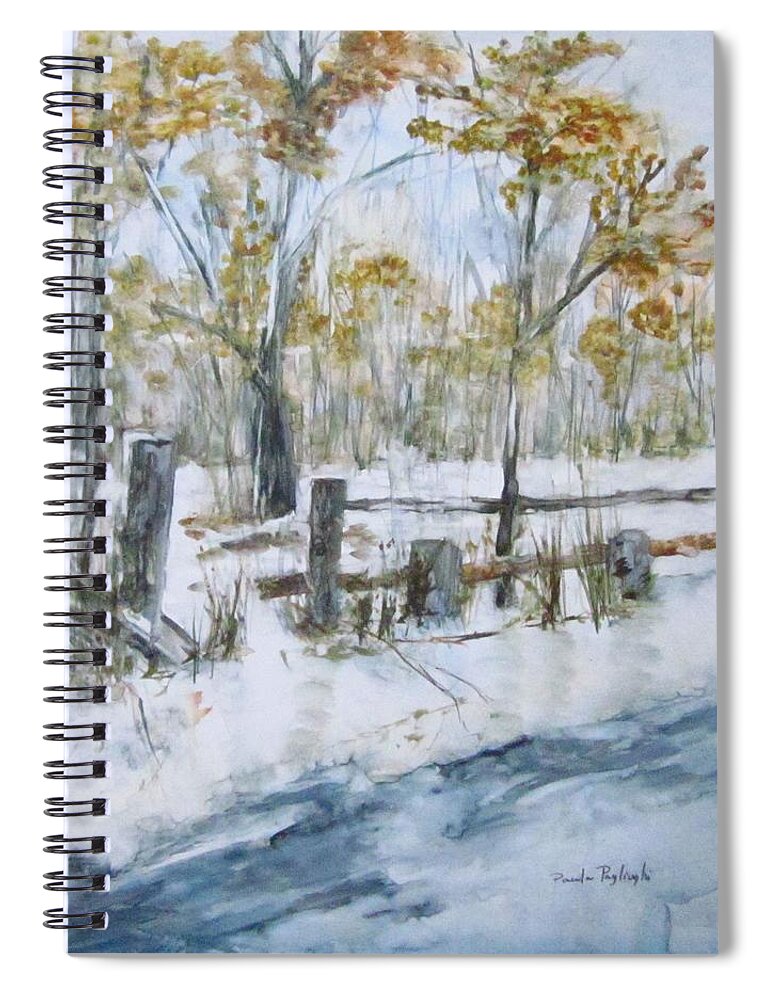 Early Spring Spiral Notebook featuring the painting Early Spring Snow by Paula Pagliughi