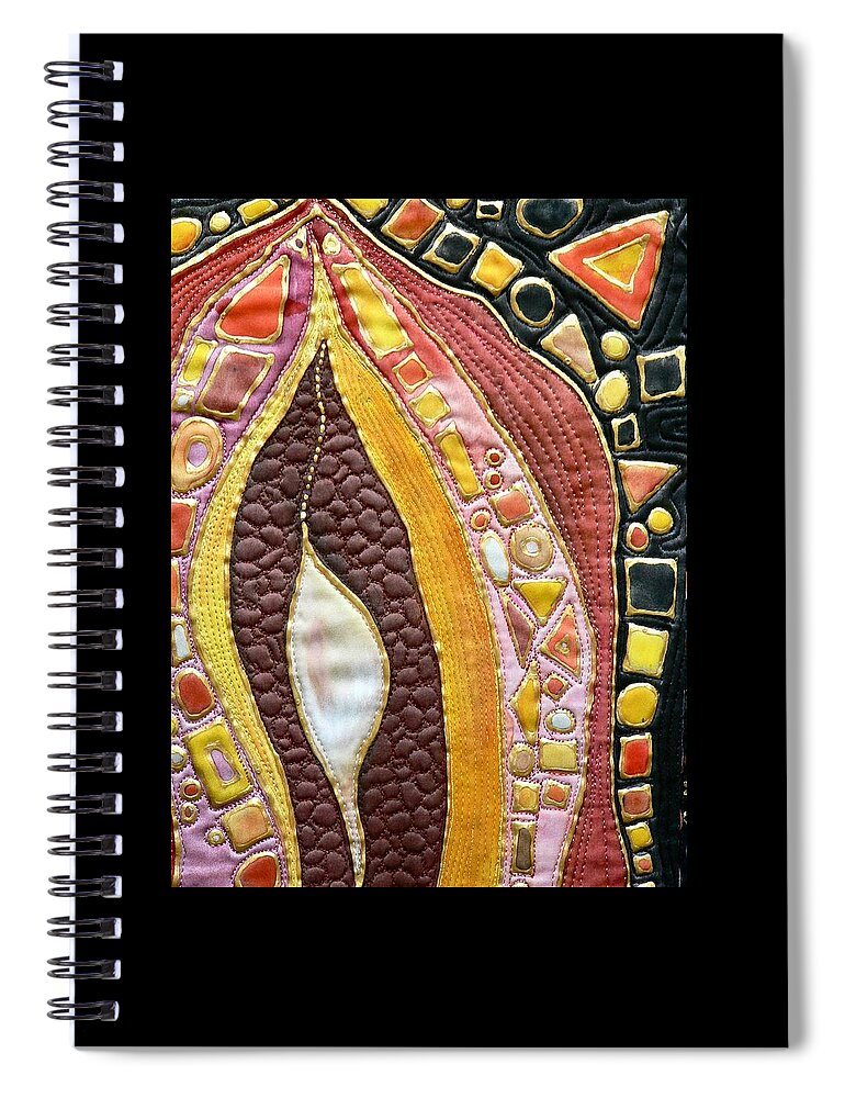 Silk Fabric Spiral Notebook featuring the tapestry - textile Earth Cells I by Pat Dolan