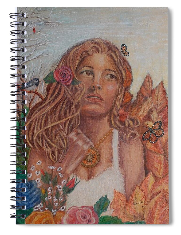 Earth Spiral Notebook featuring the painting Earth Goddess by Quwatha Valentine