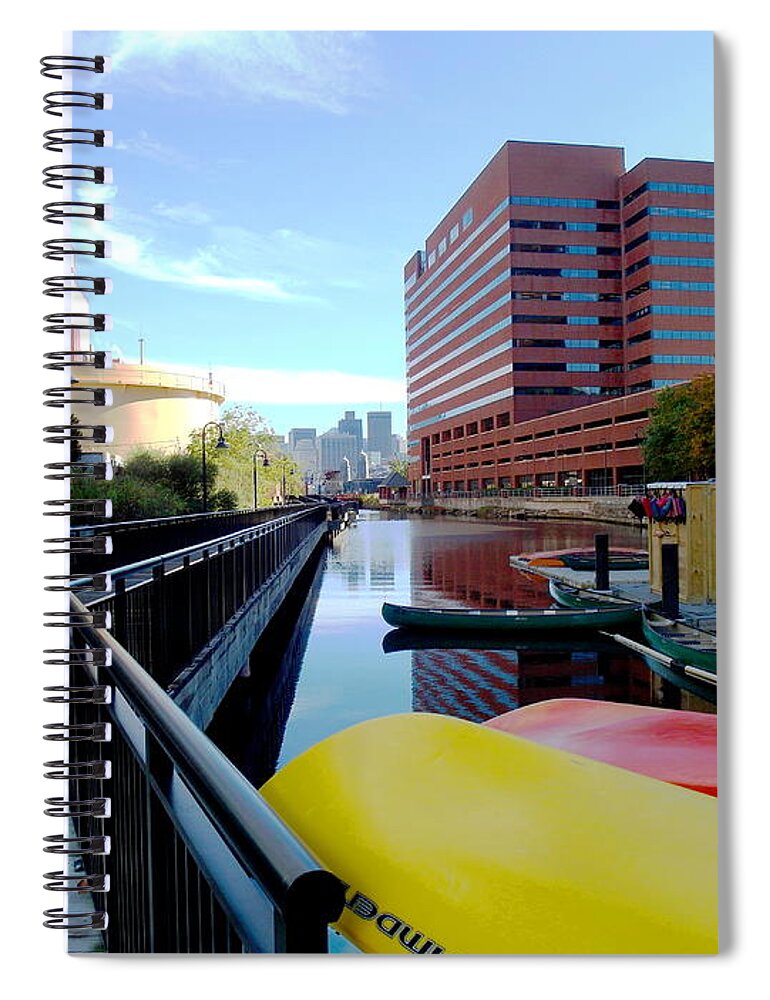 Canal Spiral Notebook featuring the photograph East Cambridge by Christopher Brown