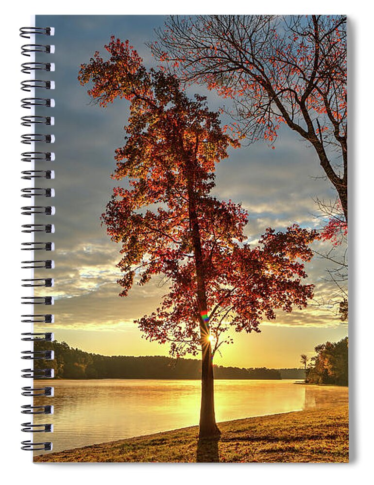 Autumn Spiral Notebook featuring the photograph East Texas Autumn Sunrise At The Lake by Todd Aaron