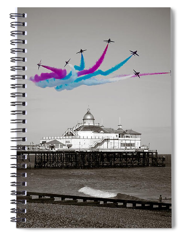 The Red Arrows Spiral Notebook featuring the digital art Eastbourne Break by Airpower Art