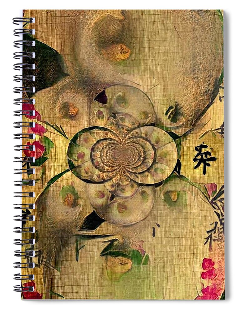 Fractal Spiral Notebook featuring the digital art Eastern Motif by Bruce Rolff