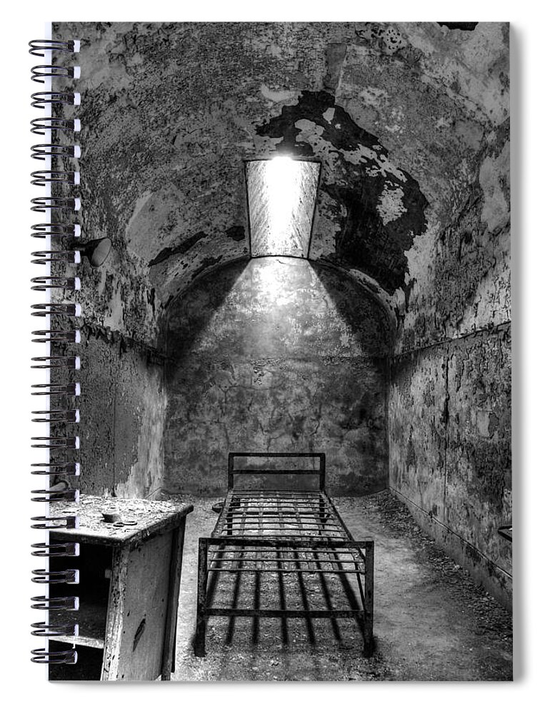 Cell Spiral Notebook featuring the photograph Eastern State cell by Karen Smale