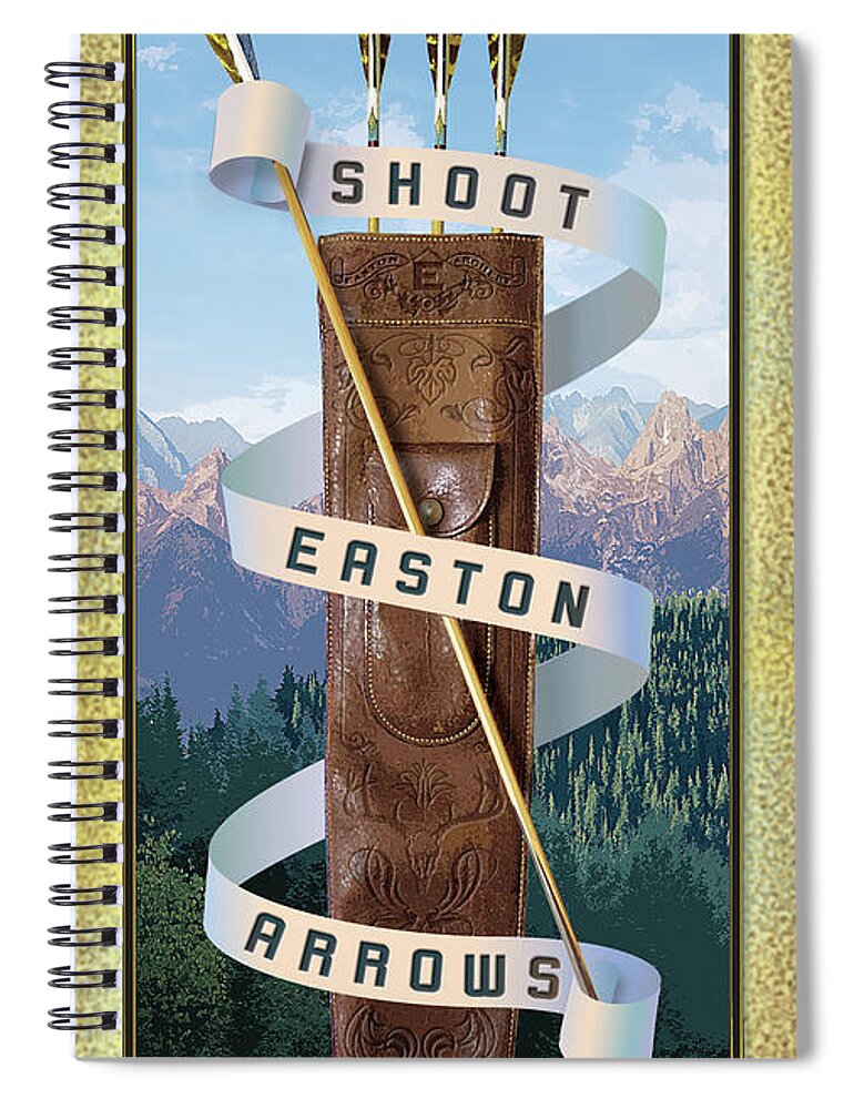 Archery Spiral Notebook featuring the painting Easton Archery Quiver with Arrows by Robert Corsetti