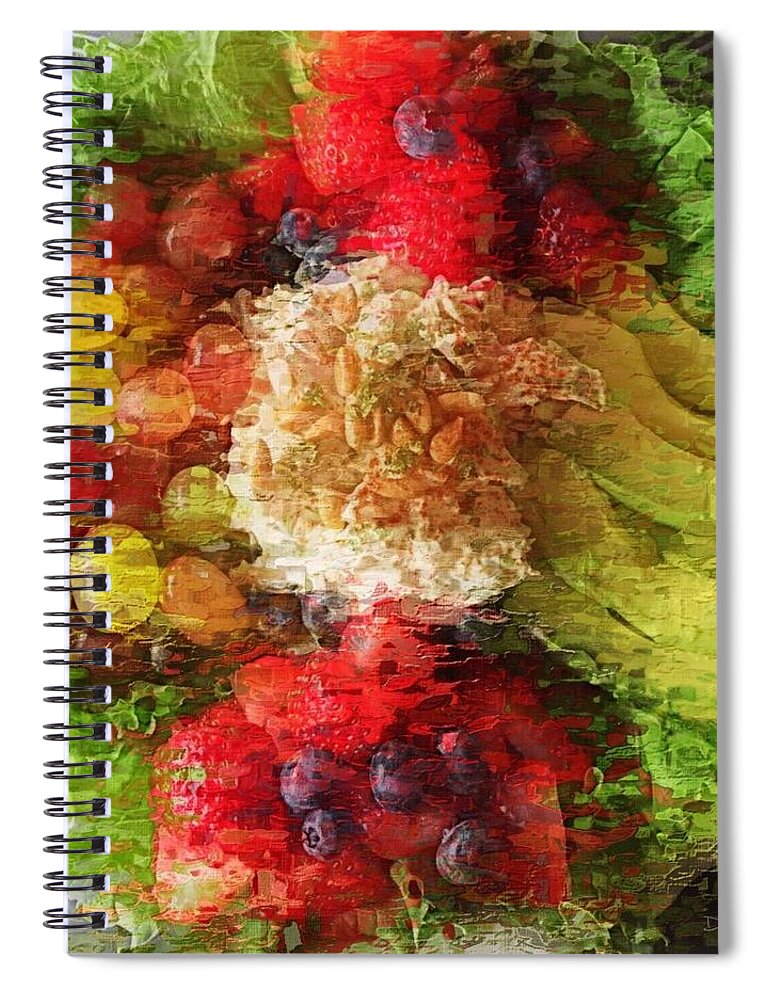Avocado Grapes Strawberries Raspberries Chicken Salad Walnuts Lettuce Healthy Midwest Blueberries Organic Food Delicious Eat Meal Spiral Notebook featuring the photograph Eat Organic It's Good For You by Diane Lindon Coy