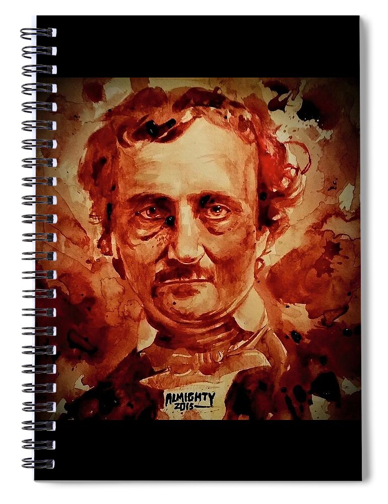  Spiral Notebook featuring the painting EDGAR ALLAN POE portrait by Ryan Almighty