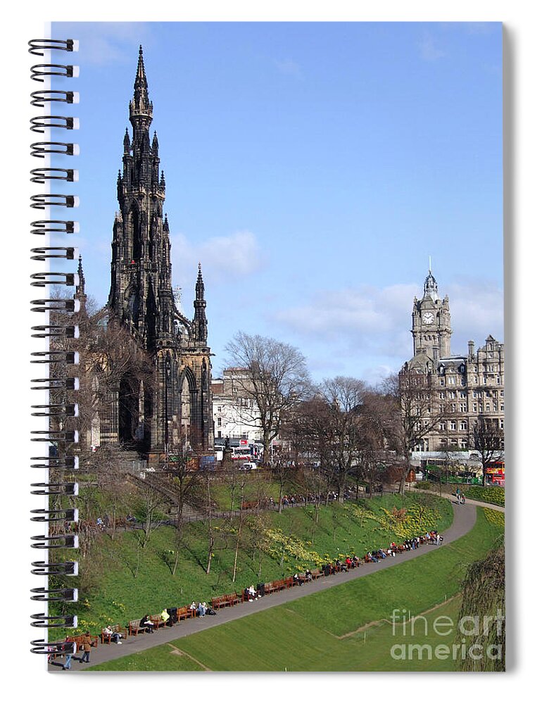 Edinburgh Spiral Notebook featuring the photograph Edinburgh - Scott Monument and the Balmoral Hotel by Phil Banks