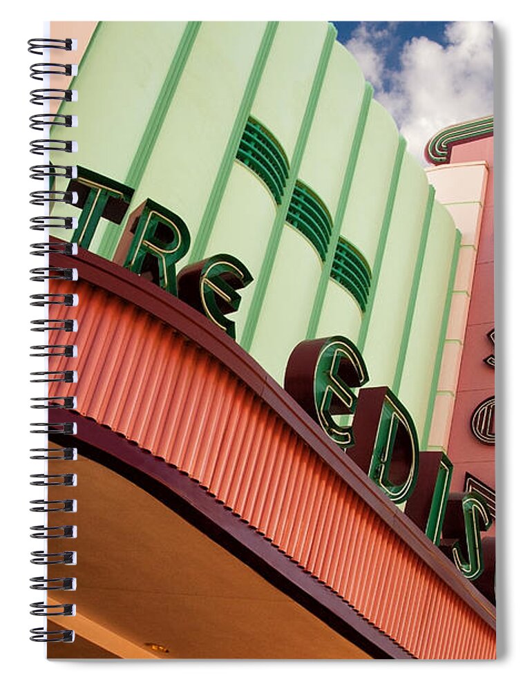 Theater Spiral Notebook featuring the photograph Edison Theatre - Ft. Myers, Florida by Mitch Spence