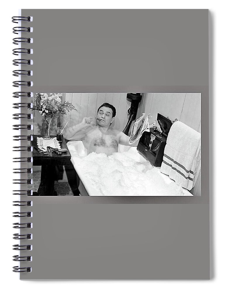 Edward G. Robinson As Mobster Johnny Rocco Taking A Bath Key Largo 1948-2016 Spiral Notebook featuring the photograph Edward G. Robinson as mobster Johnny Rocco taking a bath Key Largo 1948-2016 by David Lee Guss