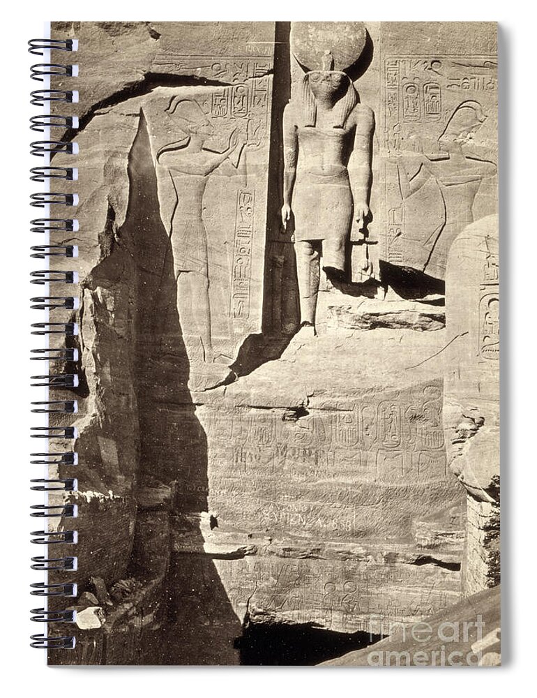 1857 Spiral Notebook featuring the photograph Egypt, Abu Simbel, 1857. by Granger