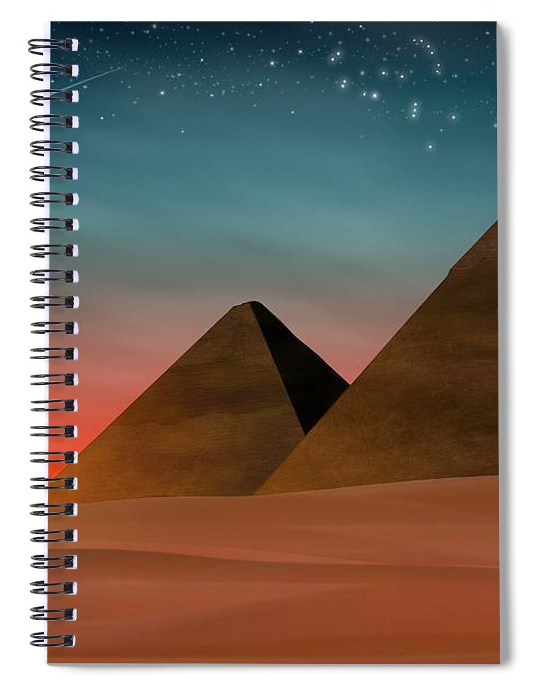 Desertscapes Spiral Notebook featuring the digital art Egyptian Pyramids by John Wills