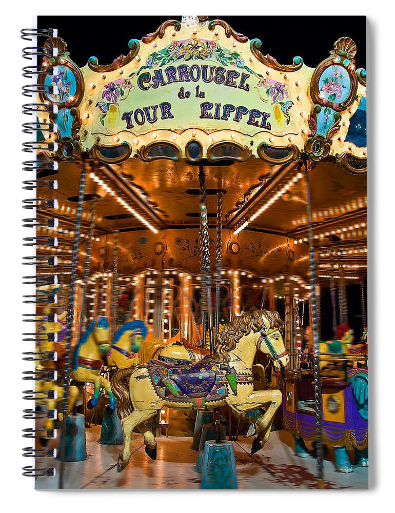 Carousel Spiral Notebook featuring the photograph Eiffel Carrousel by Harry Spitz