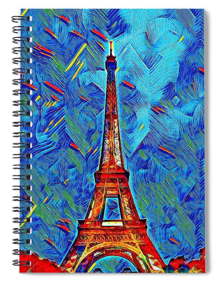 Icon Spiral Notebook featuring the digital art Eiffel Tower by Pennie McCracken