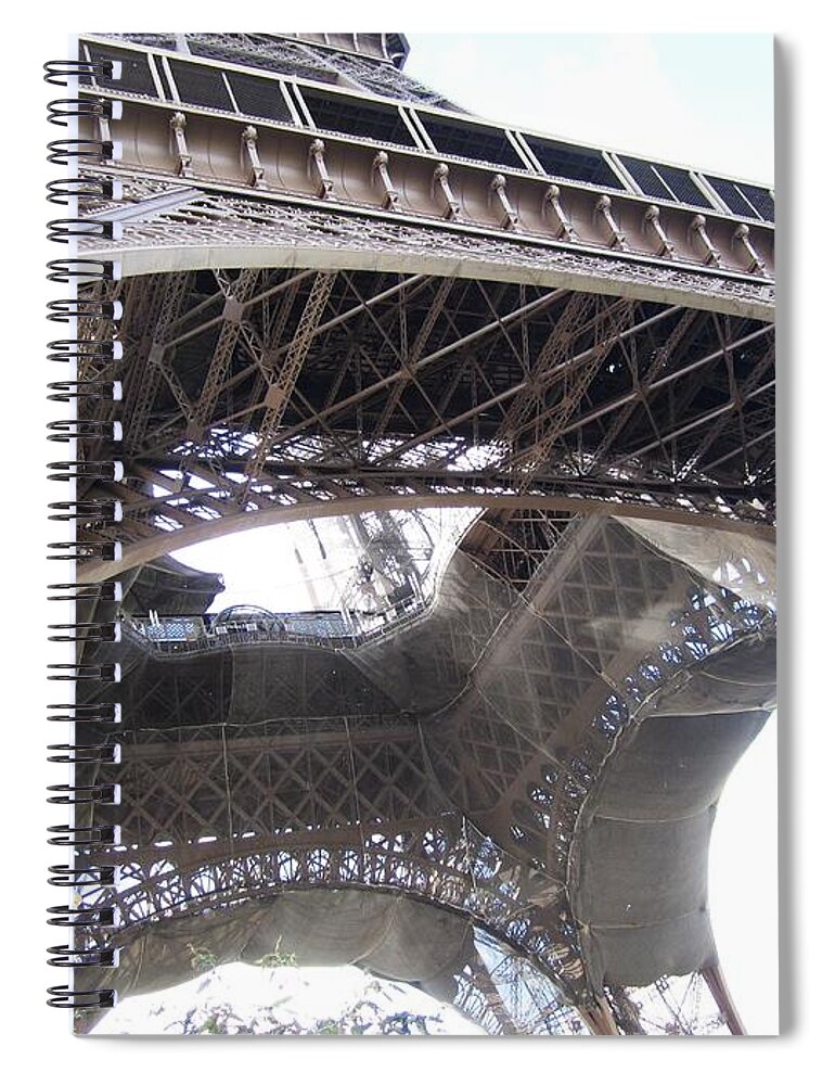 Eiffel Tower Spiral Notebook featuring the photograph Eiffel Tower Tarped in Clouds Paris France by John Shiron