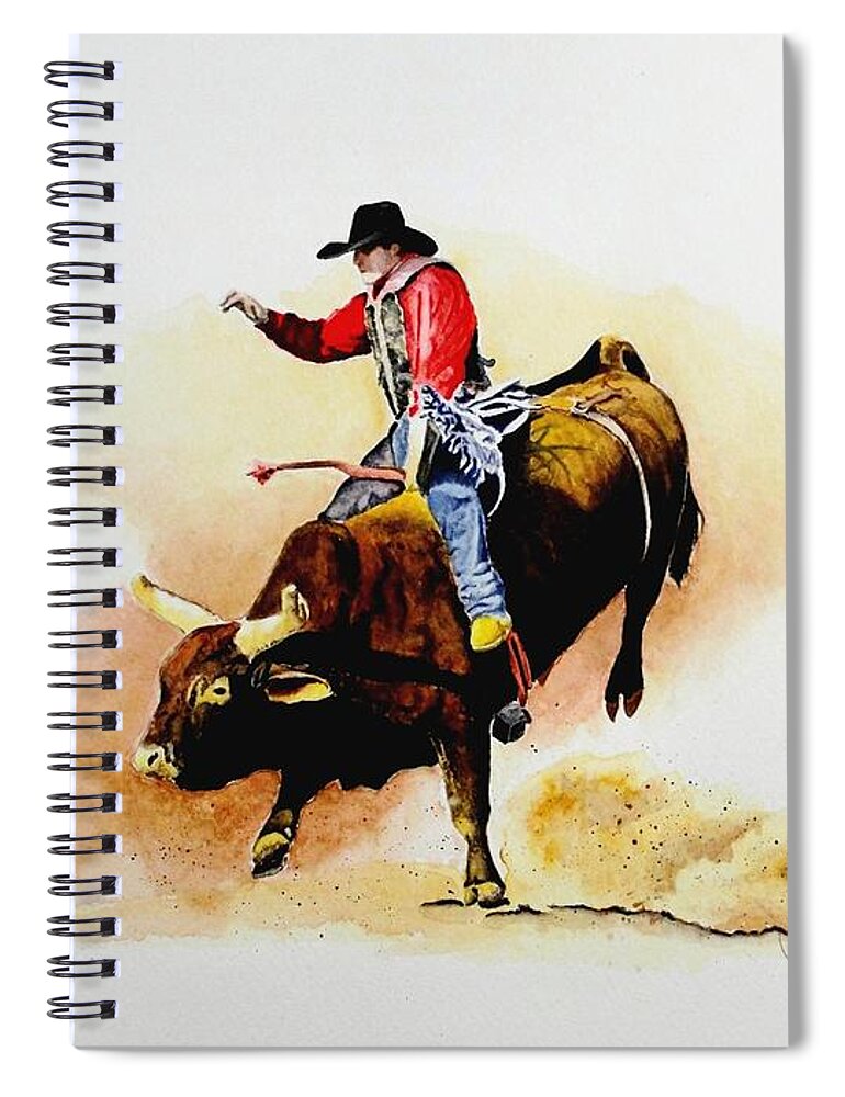 Cowboy Spiral Notebook featuring the painting Eight Second Shift by Jimmy Smith