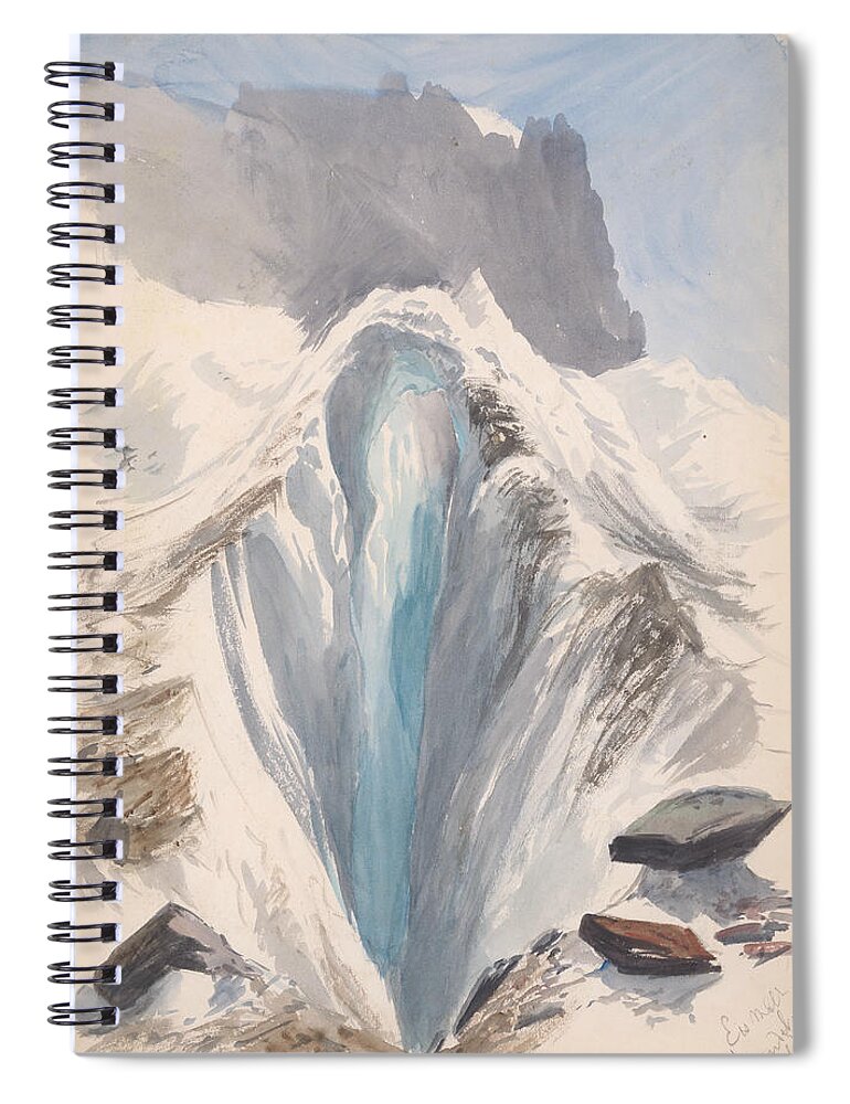 19h Century Art Spiral Notebook featuring the drawing Eismeer, Grindelwald by John Singer Sargent