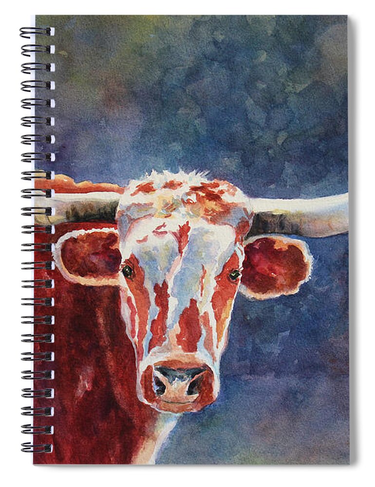 Longhorn Spiral Notebook featuring the painting el rey... Longhorn by Roxanne Tobaison
