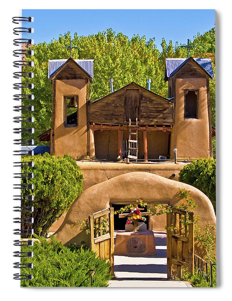 Chimayo Spiral Notebook featuring the photograph El Santuario de Chimayo by Bill Barber