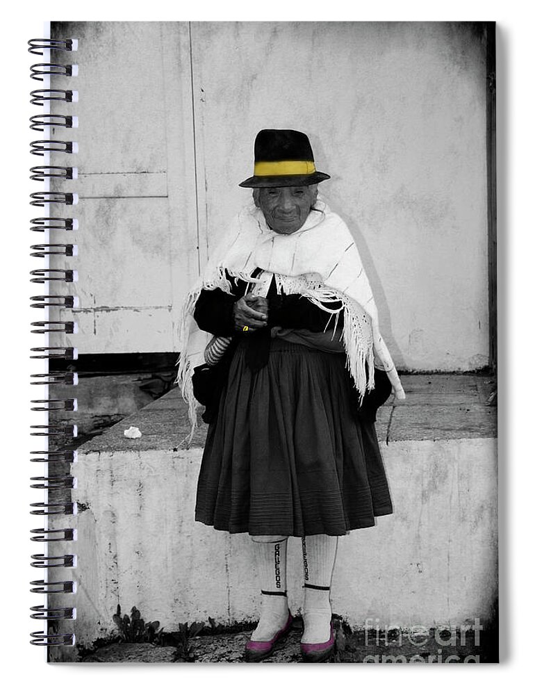 Old Spiral Notebook featuring the photograph Elderly Beggar In Biblian by Al Bourassa
