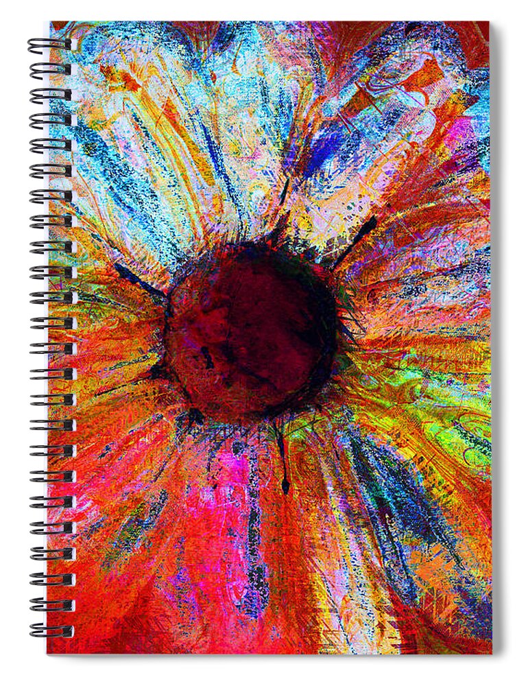 Daisy Spiral Notebook featuring the painting Electric Daisy by Julie Lueders 