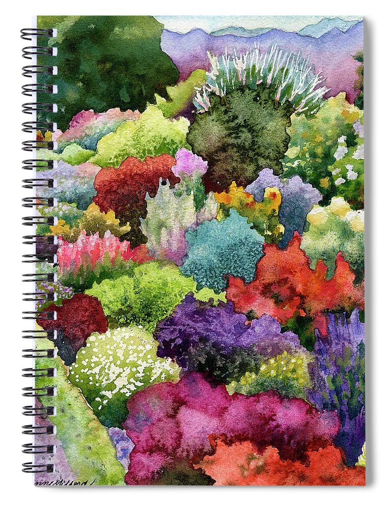 Garden Painting Spiral Notebook featuring the painting Electric Garden by Anne Gifford