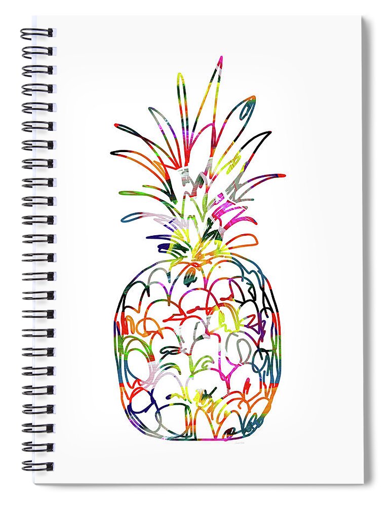 Pineapple Spiral Notebook featuring the digital art Electric Pineapple - Art by Linda Woods by Linda Woods