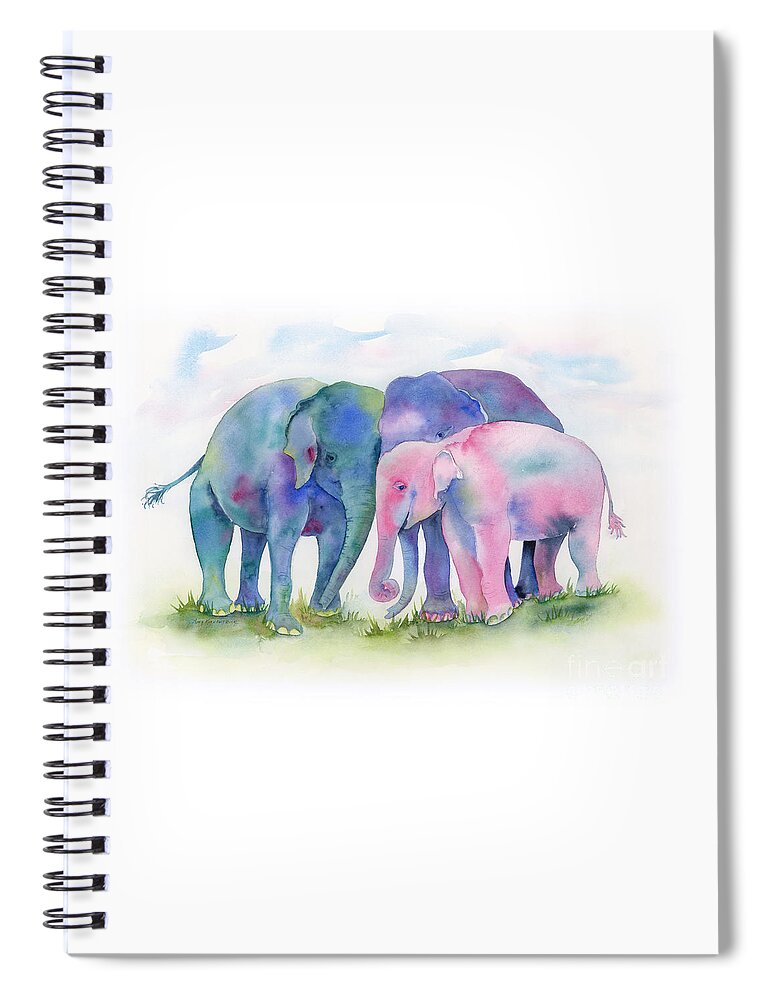 Elephant Spiral Notebook featuring the painting Elephant Hug by Amy Kirkpatrick