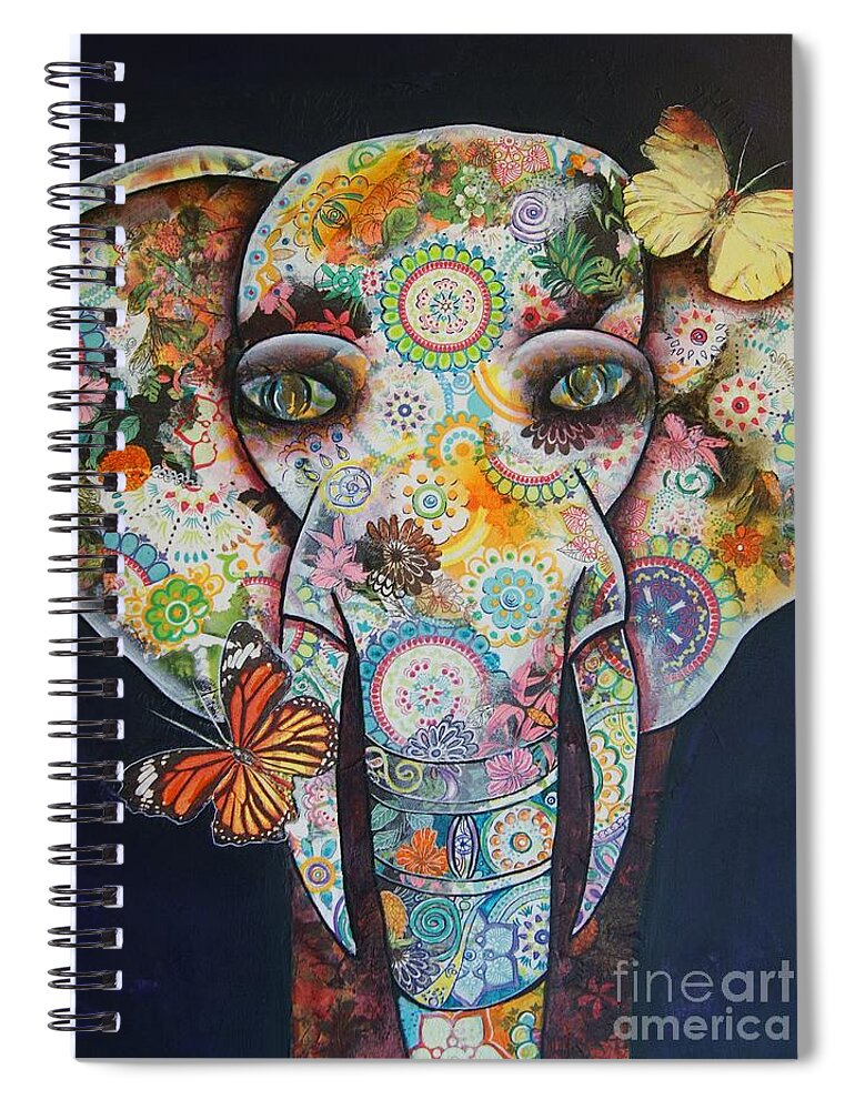Elephant Spiral Notebook featuring the painting Elephant Mixed Media 1 by Reina Cottier