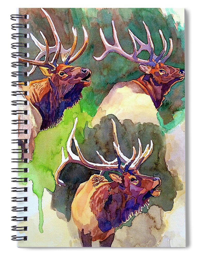 Art Spiral Notebook featuring the painting Elk Studies by Dan Miller