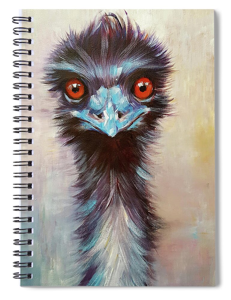 Emu Spiral Notebook featuring the painting Elton the Emu by Arti Chauhan