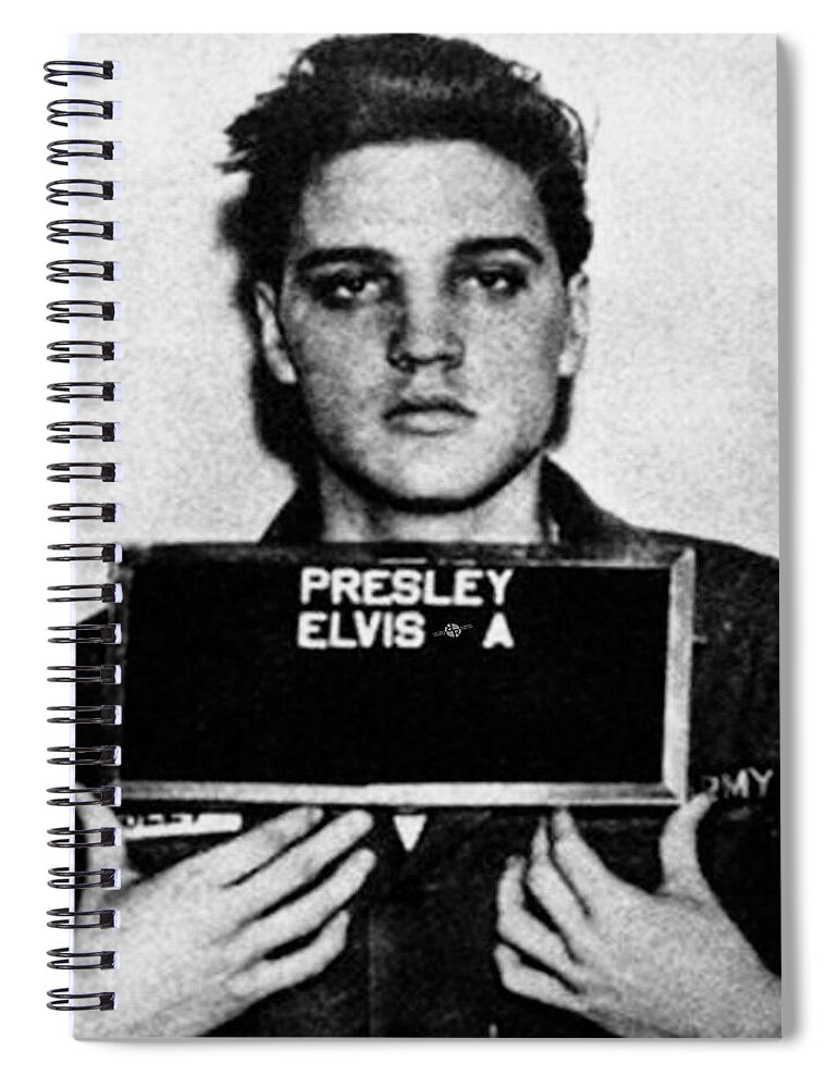 Elvis Presley Spiral Notebook featuring the painting Elvis Presley Mug Shot Vertical 1 Wide 16 By 20 by Tony Rubino