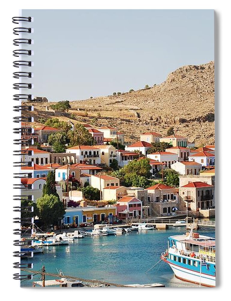 Halki Spiral Notebook featuring the photograph Emborio village on Halki by David Fowler