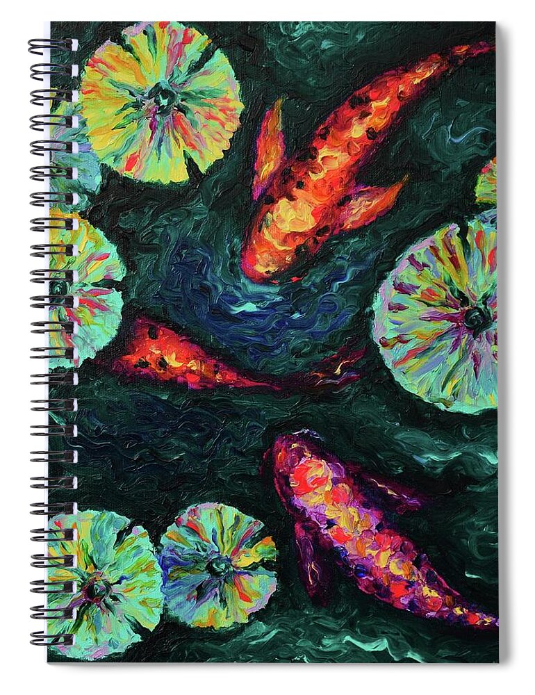 Koi Spiral Notebook featuring the painting Emerald Dreams by Elizabeth Cox