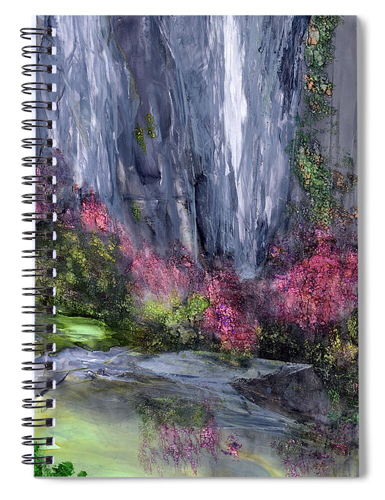 Abstract Landscape Spiral Notebook featuring the painting Emerald Grotto by Charlene Fuhrman-Schulz