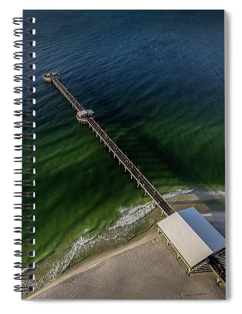 Alabama Spiral Notebook featuring the digital art Emerald Waters at The Gulf State Pier by Michael Thomas