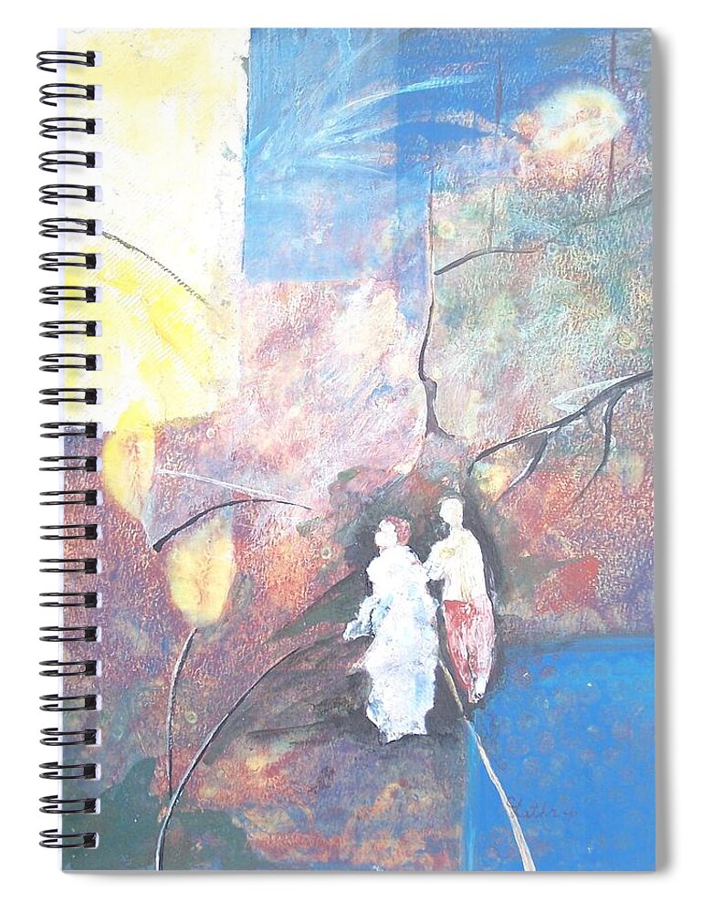 Collage Spiral Notebook featuring the painting Emergence by Christine Lathrop