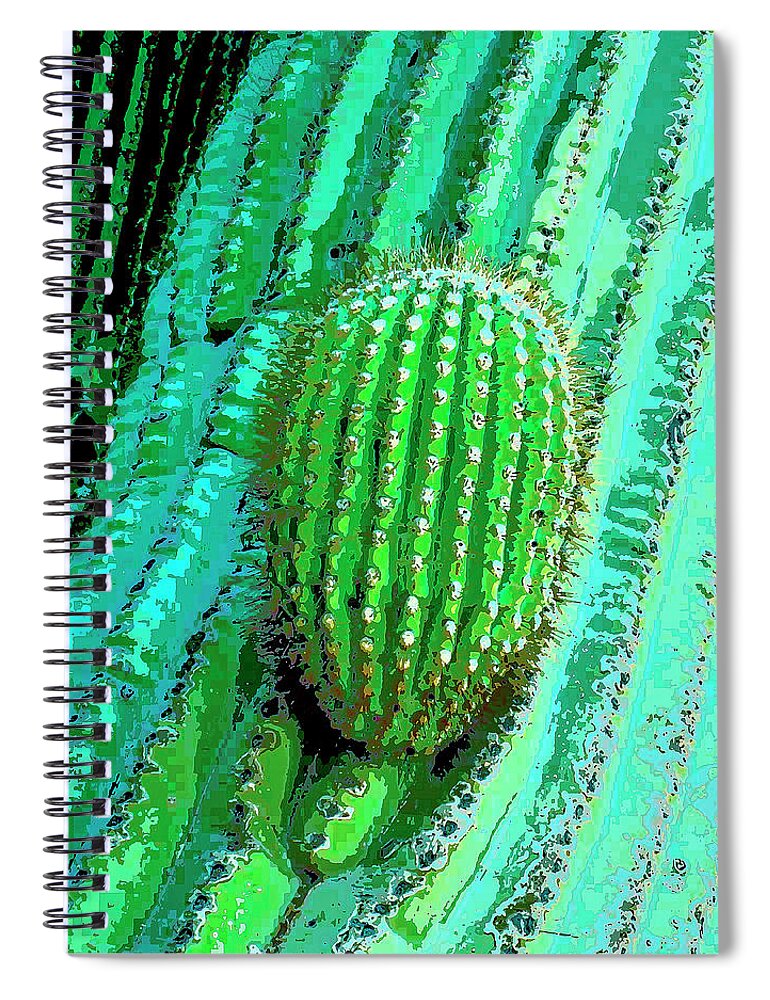 Cactus Spiral Notebook featuring the mixed media Emergence by Dominic Piperata