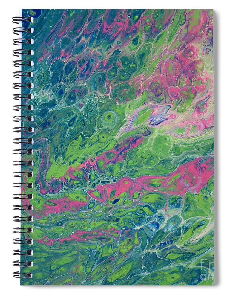 Blue Spiral Notebook featuring the painting Emerging Pink by Shelly Tschupp