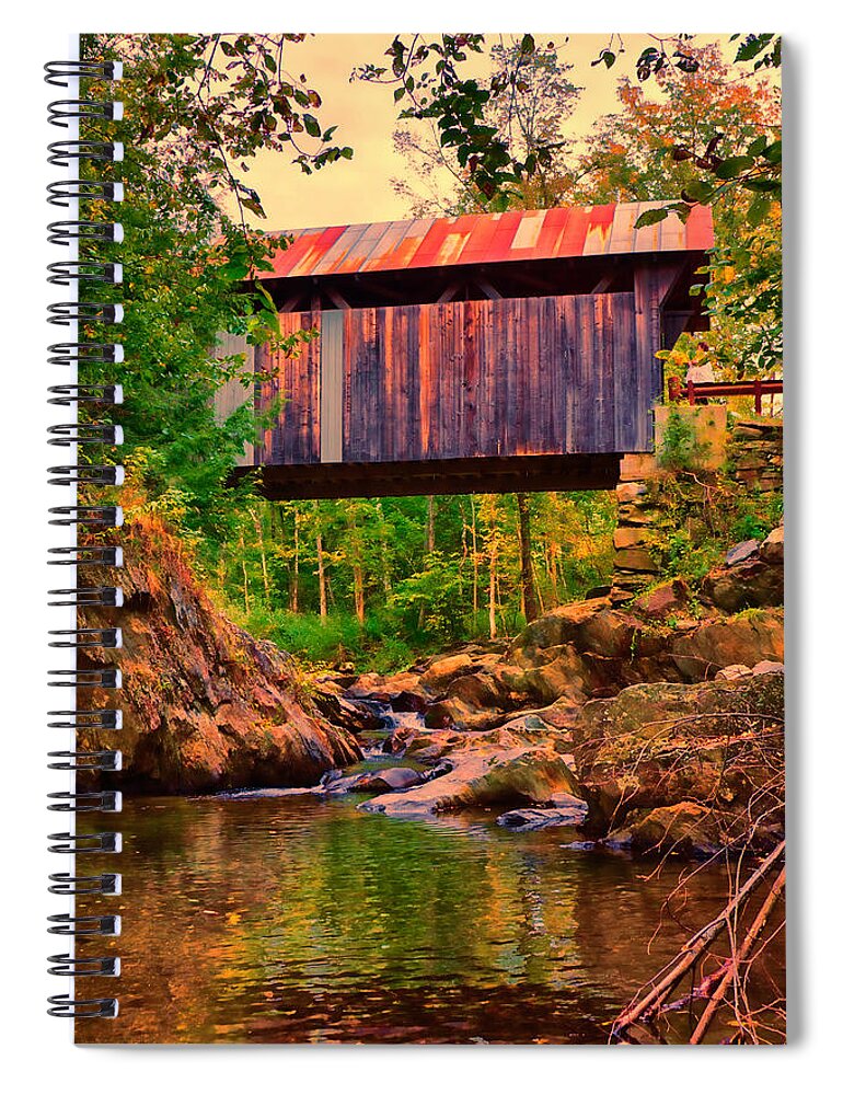 Gold Brook Covered Bridge Spiral Notebook featuring the photograph Emily's covered bridge by Jeff Folger
