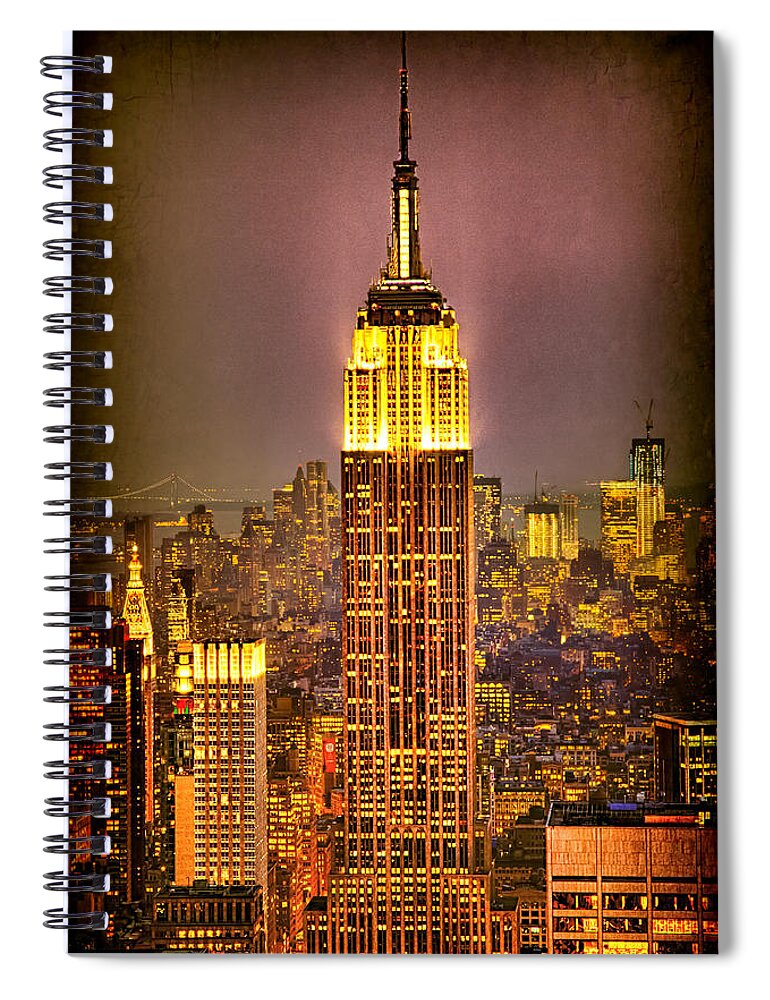 New York Spiral Notebook featuring the photograph Empire Light by Chris Lord