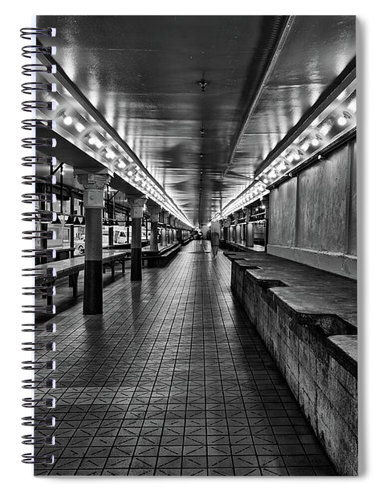 Market Spiral Notebook featuring the photograph Empty Pike Place Market in Seattle by Kyle Lee